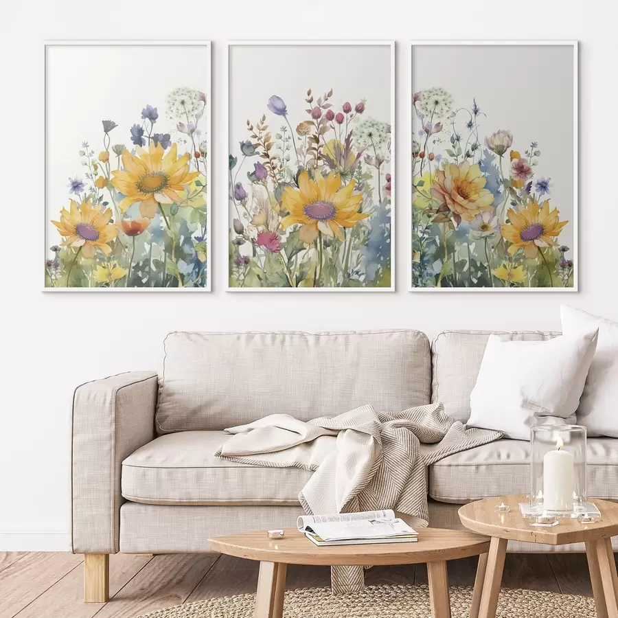 Fotobehang Kleurrijke zomerse waterverf wilde bloemen d00333