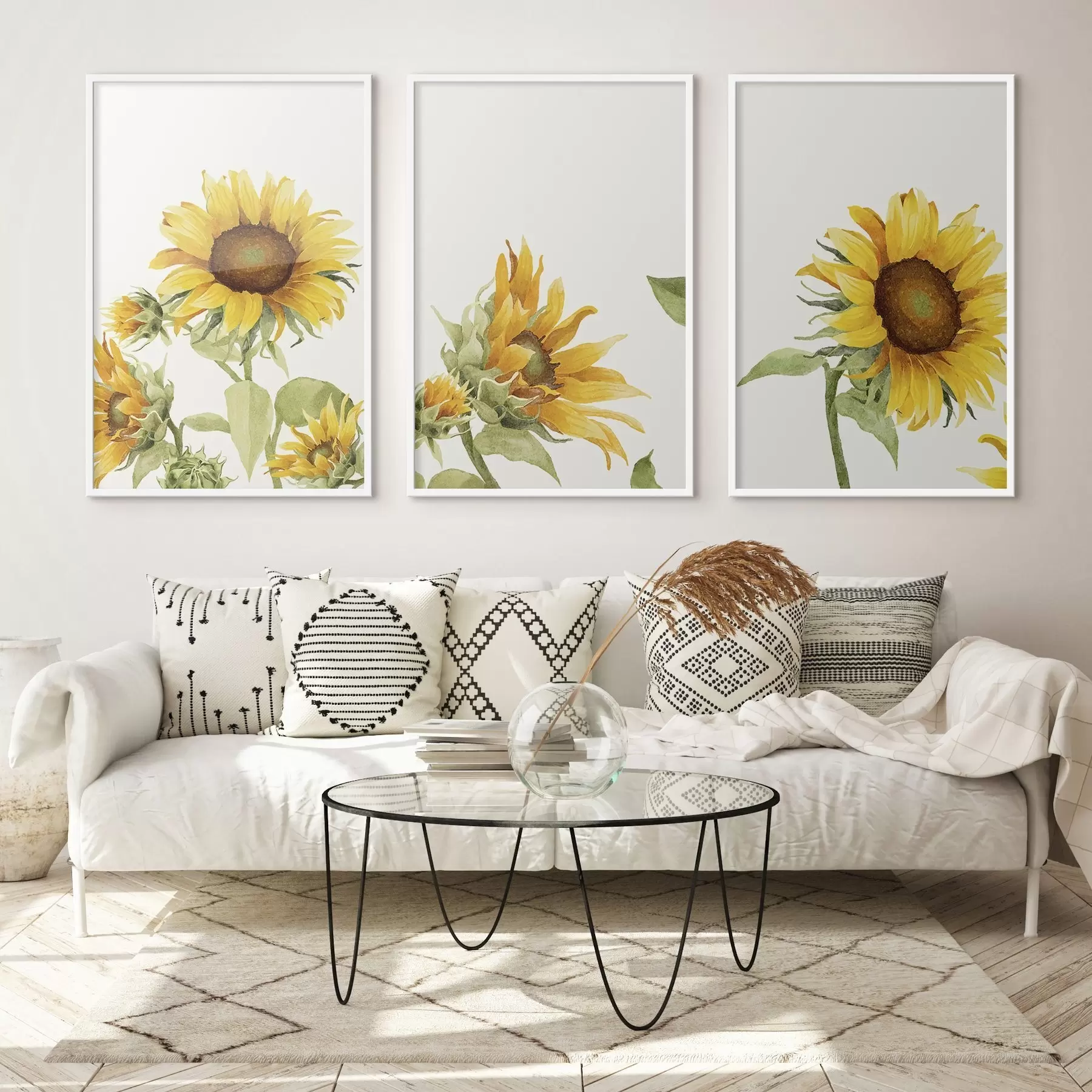 Papier peint photo Tournesols colorés à l'aquarelle d00334