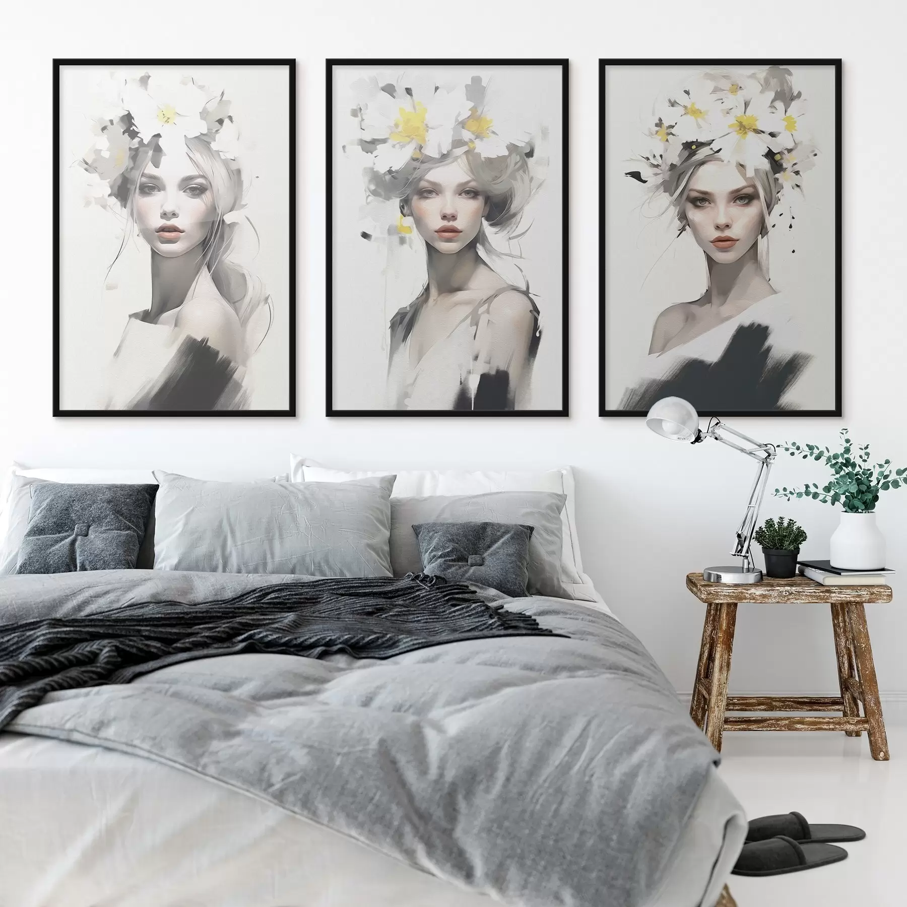 Fotobehang Model meisje met bloemen in haar haar d00375