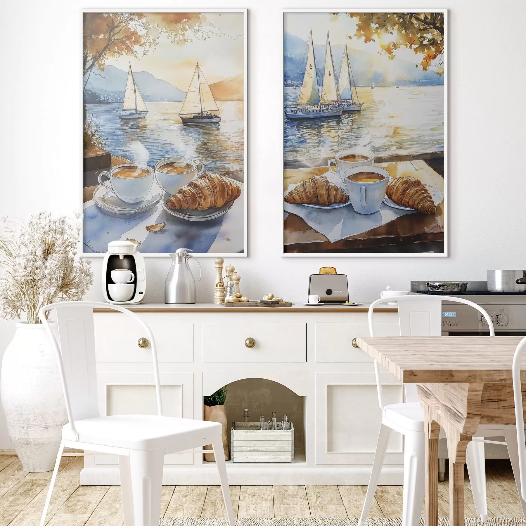 Papier peint photo Coucher de soleil sur le lac avec des ups de café, voiliers, nature, voyage d00407