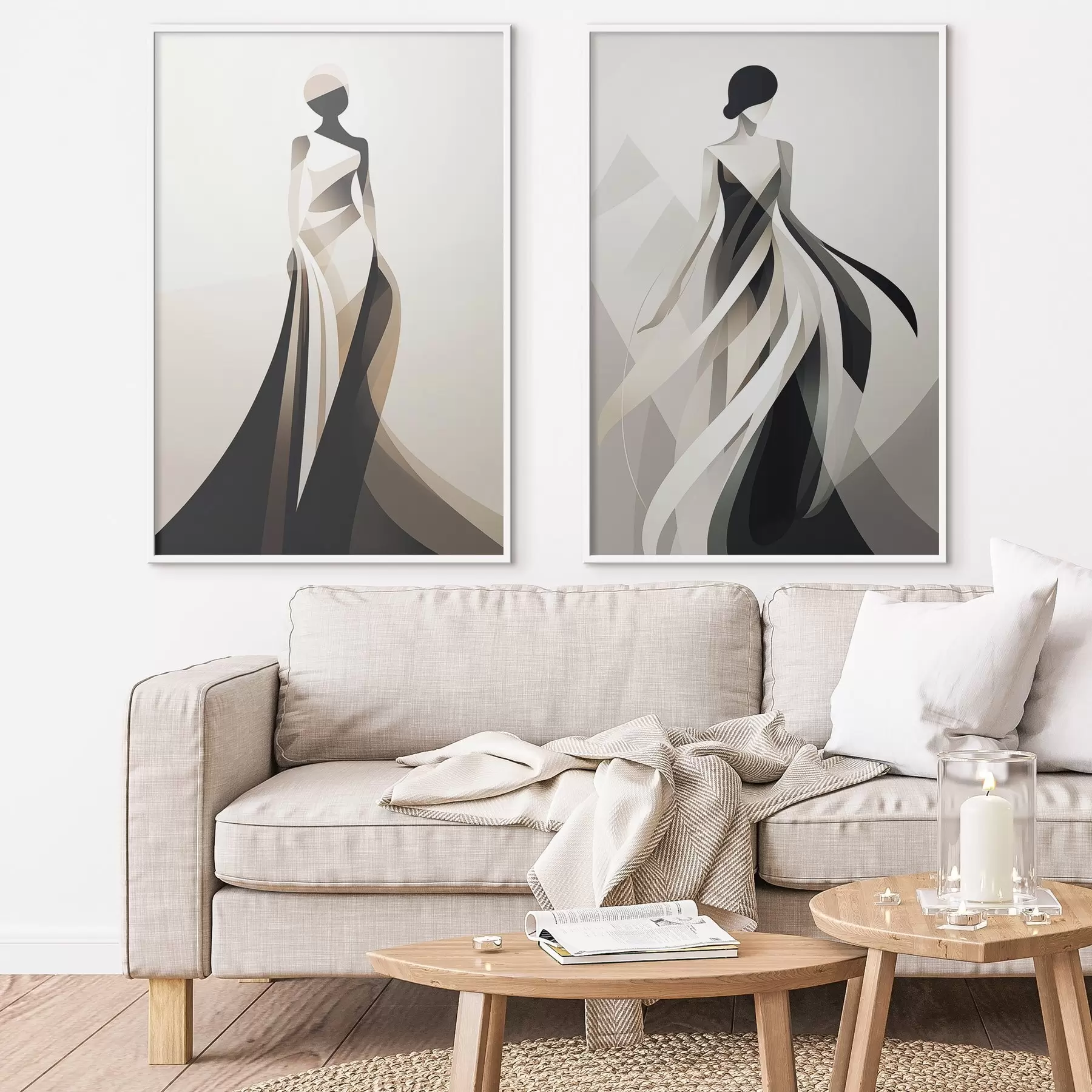 Fotobehang Silhouetcompositie in lichte en donkere tinten d00465