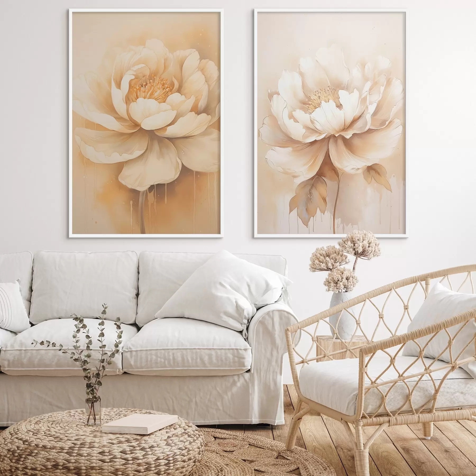 Fotobehang Beige bloemen d00499