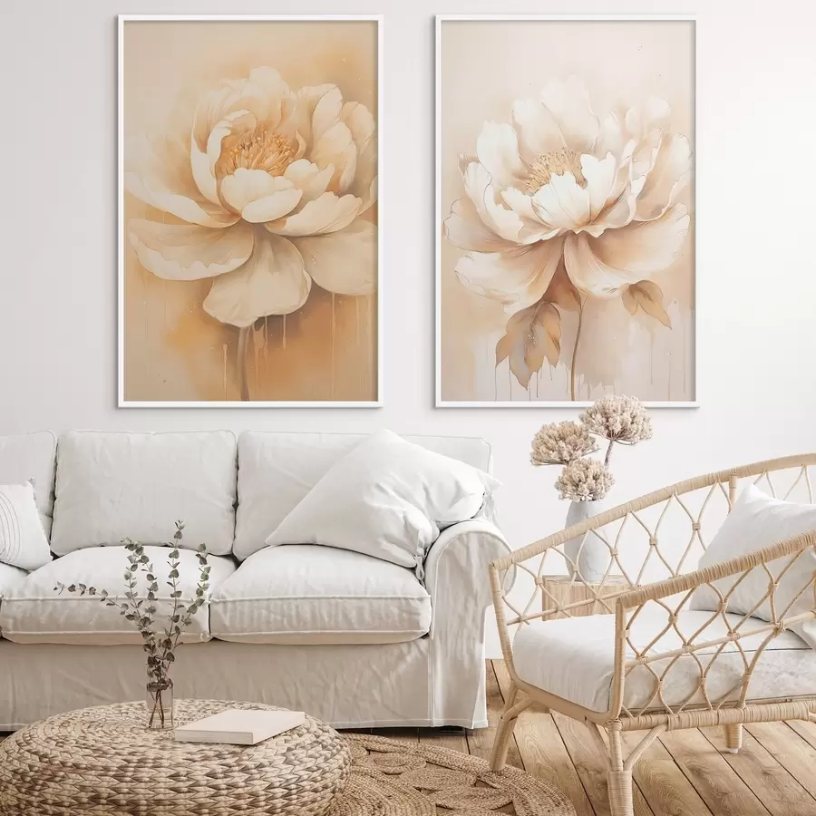 Fotobehang Beige bloemen d00499