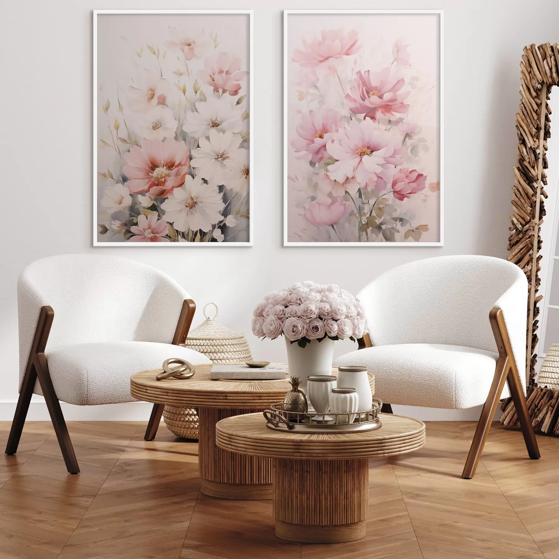 Papier peint photo Peinture imitation fleurs délicates d00504