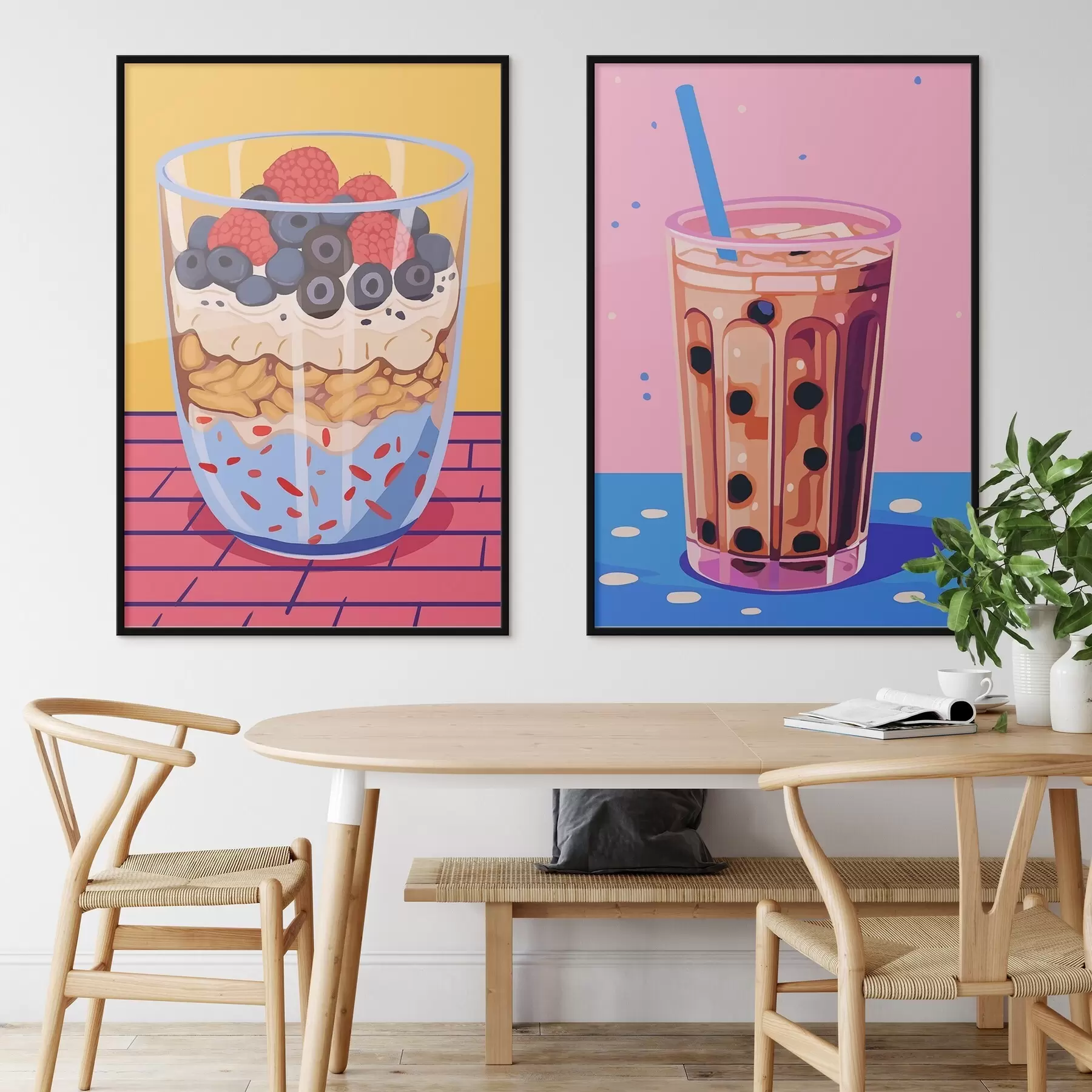 Fotobehang Bubbelthee en granola met fruit d00545