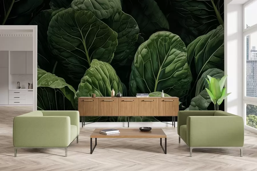 Fotobehang Speelse groene bladeren w05043