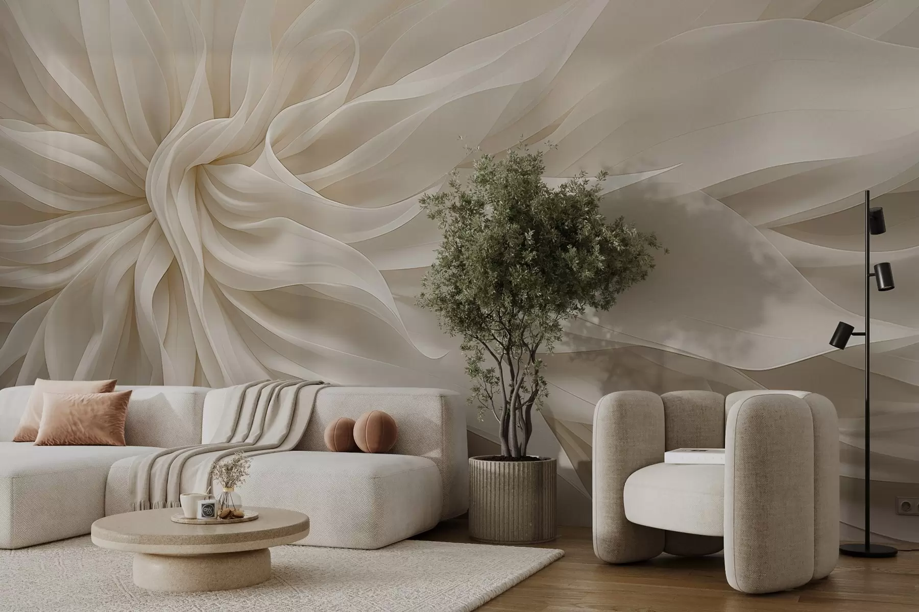 Papier peint photo Pétales de lumière en soie w05050