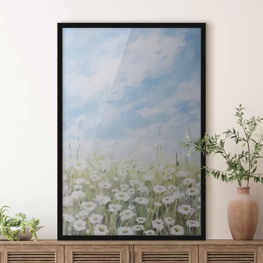 Papier peint photo Peinture imitation champ de marguerites f47246