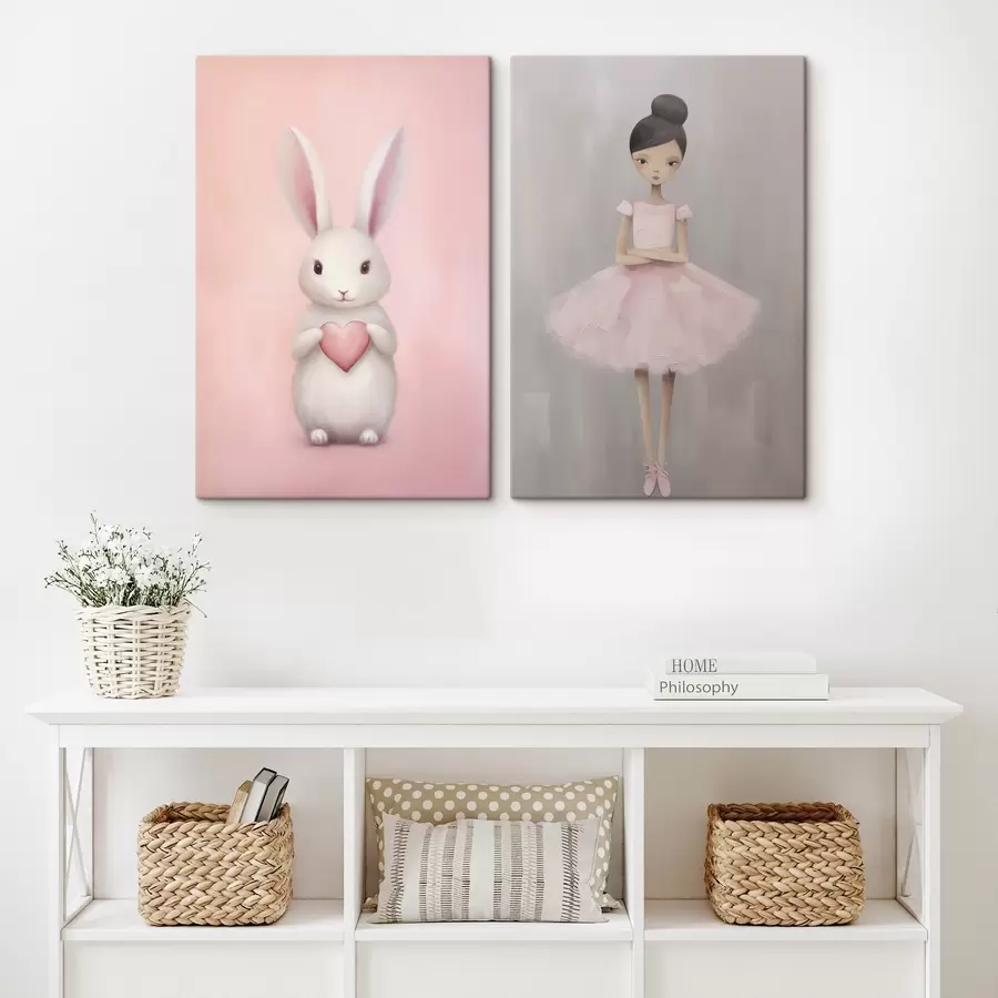 Peintures Lapin avec un cœur et une ballerine m01157
