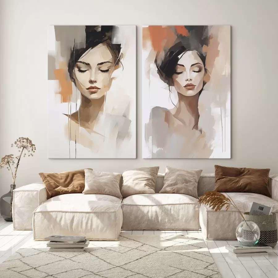  Peintures Portrait abstrait d'une jeune fille m01159