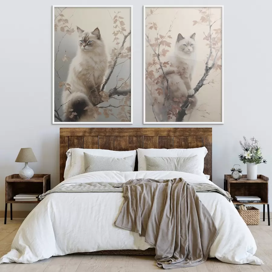 Papier peint photo Un chat sur une branche d'arbre d00871