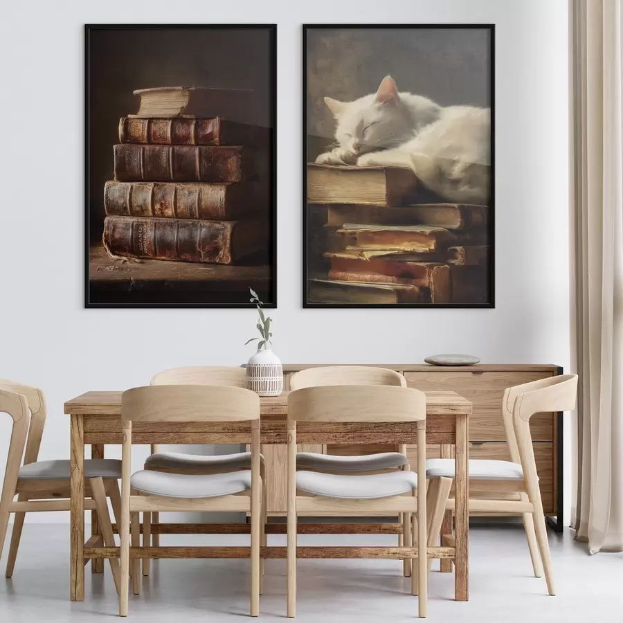 Papier peint photo Chat sur des livres d00918