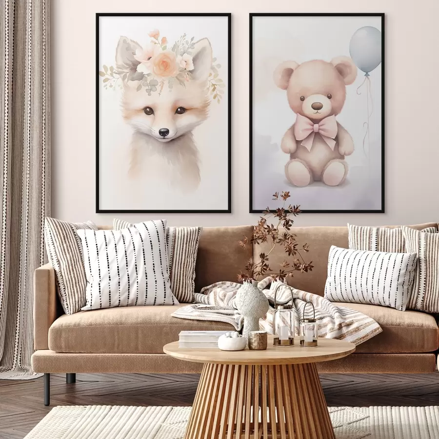 Papier peint photo Renard et ours d00921