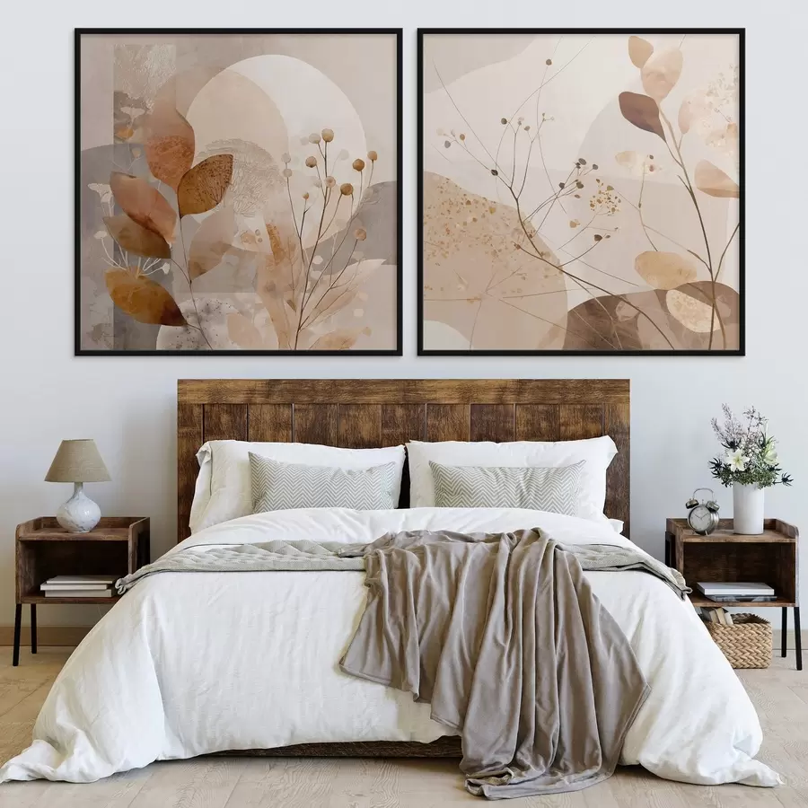 Papier peint photo Composition florale abstraite en deux parties d00892