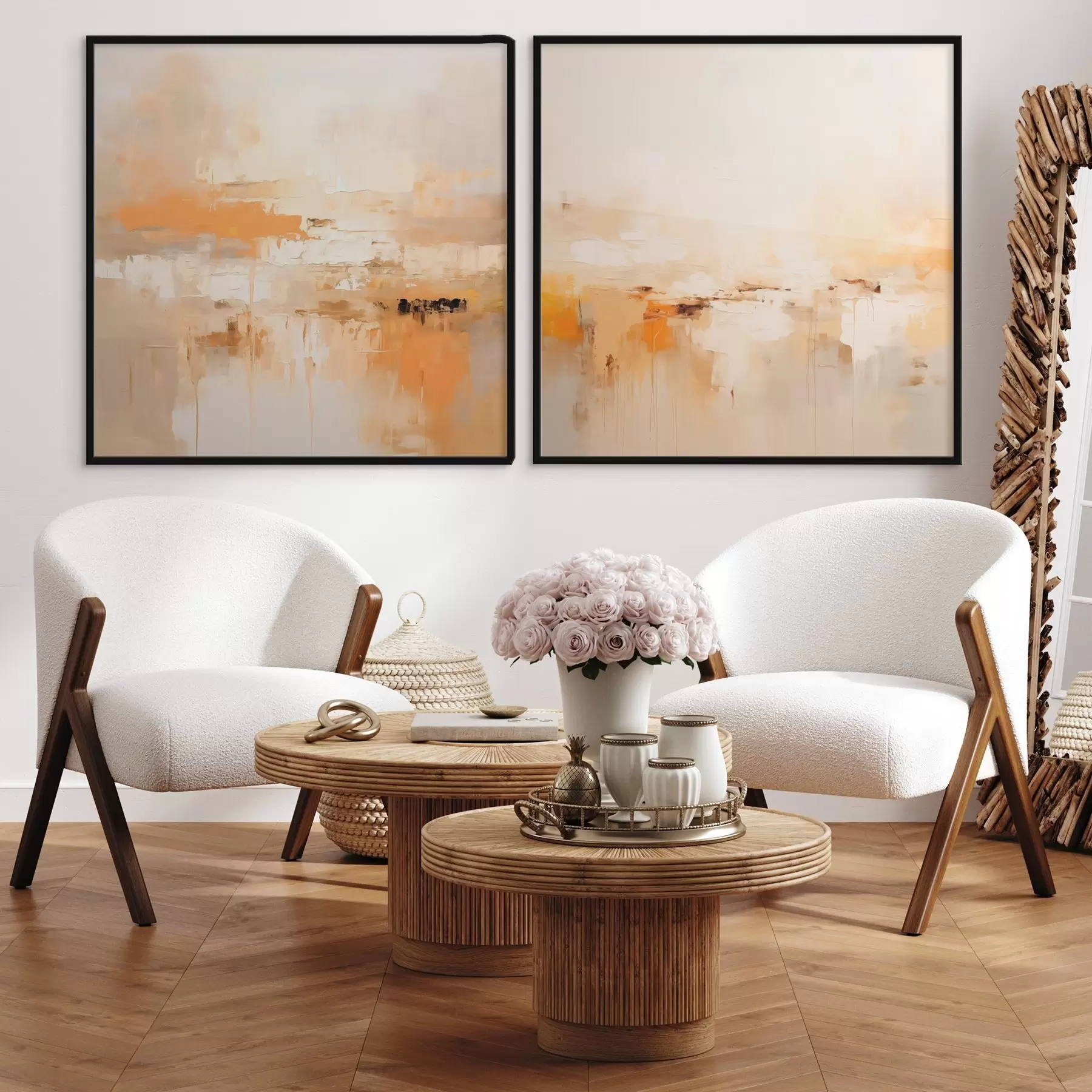 Papier peint photo Peinture abstraite lumineuse aux teintes automnales d00895