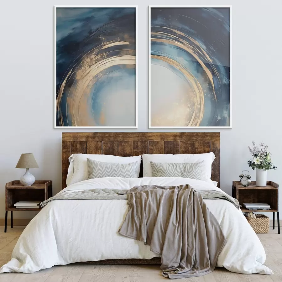 Papier peint photo Balayage circulaire bleu nuit avec arcs métalliques d00969