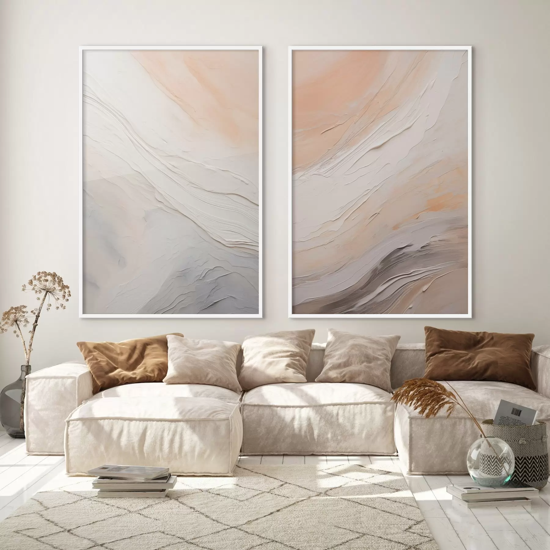 Papier peint photo Textures neutres en plâtre avec couches en relief fluides d00971