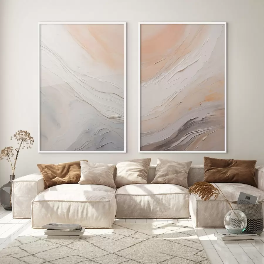 Papier peint photo Textures neutres en plâtre avec couches en relief fluides d00971