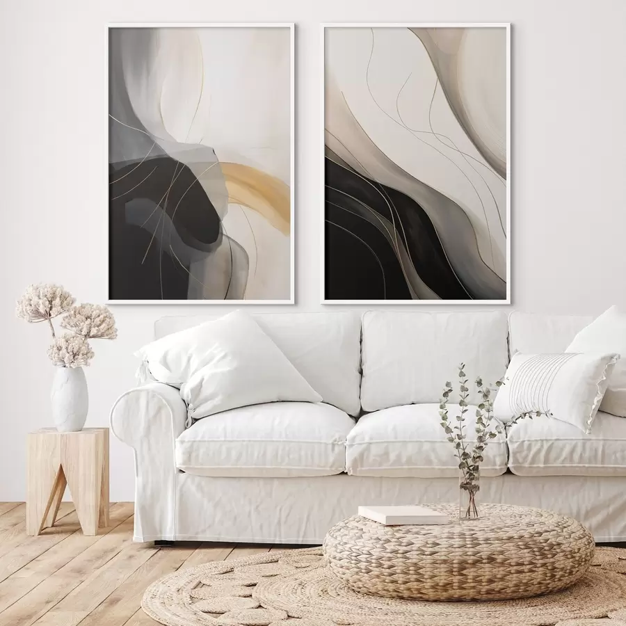 Papier peint photo Courbes monochromes avec fins filaments métalliques d00972