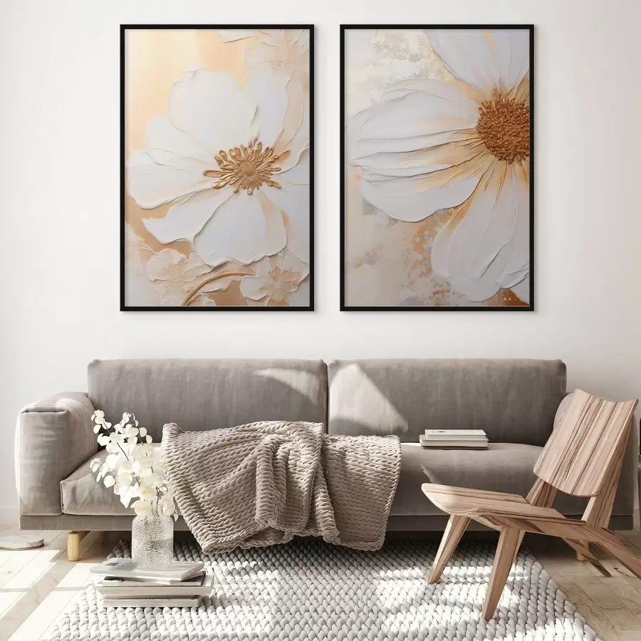 Papier peint photo Une fleur blanche aux pétales délicats, fond abstrait texturé, élégant, art décoratif d01006