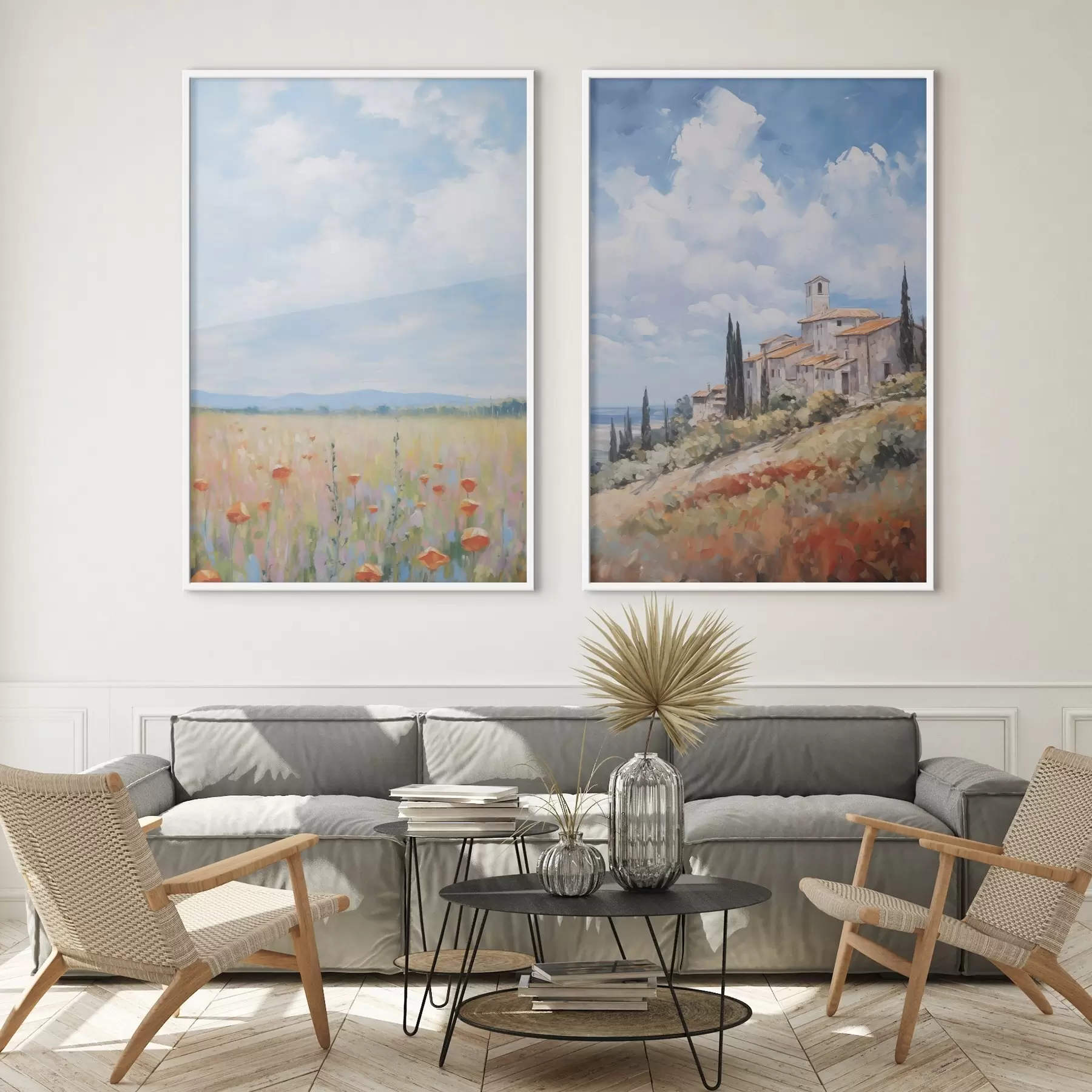 Papier peint photo Imitation de peinture représentant un paysage rural d01018