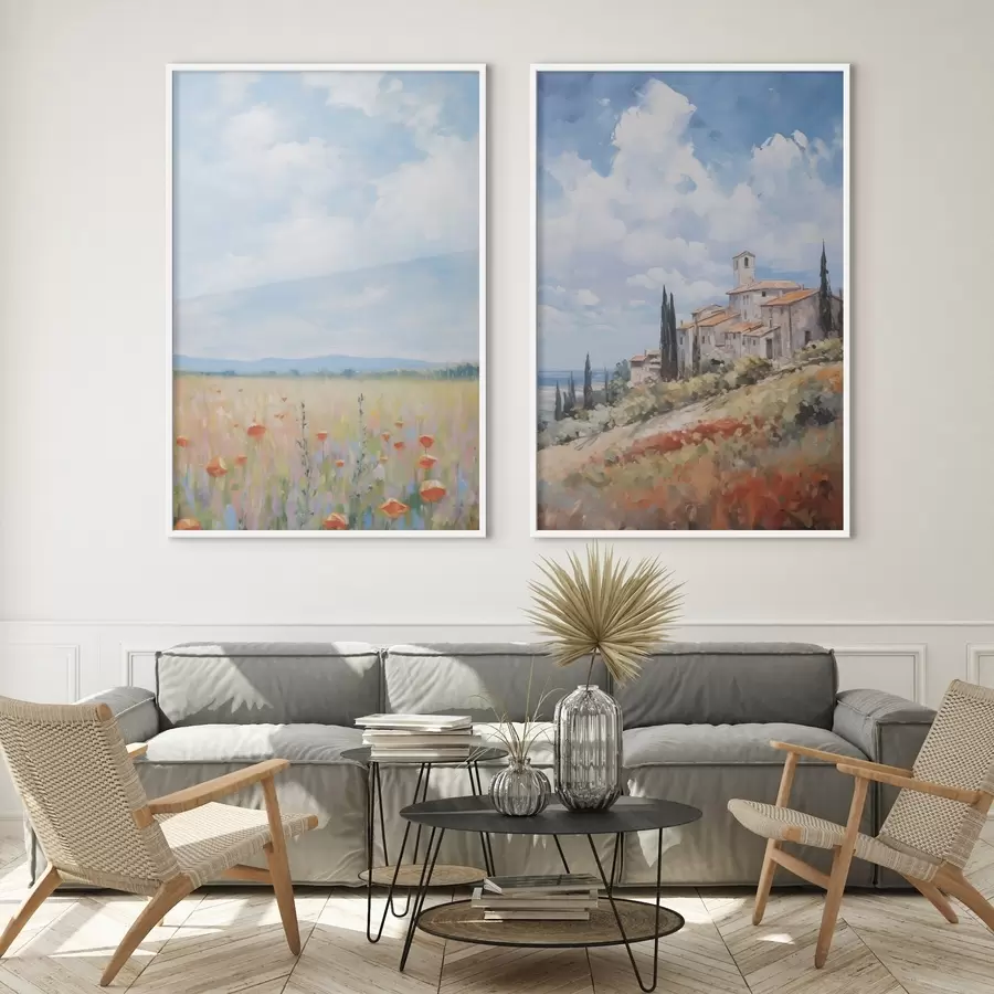 Papier peint photo Imitation de peinture représentant un paysage rural d01018