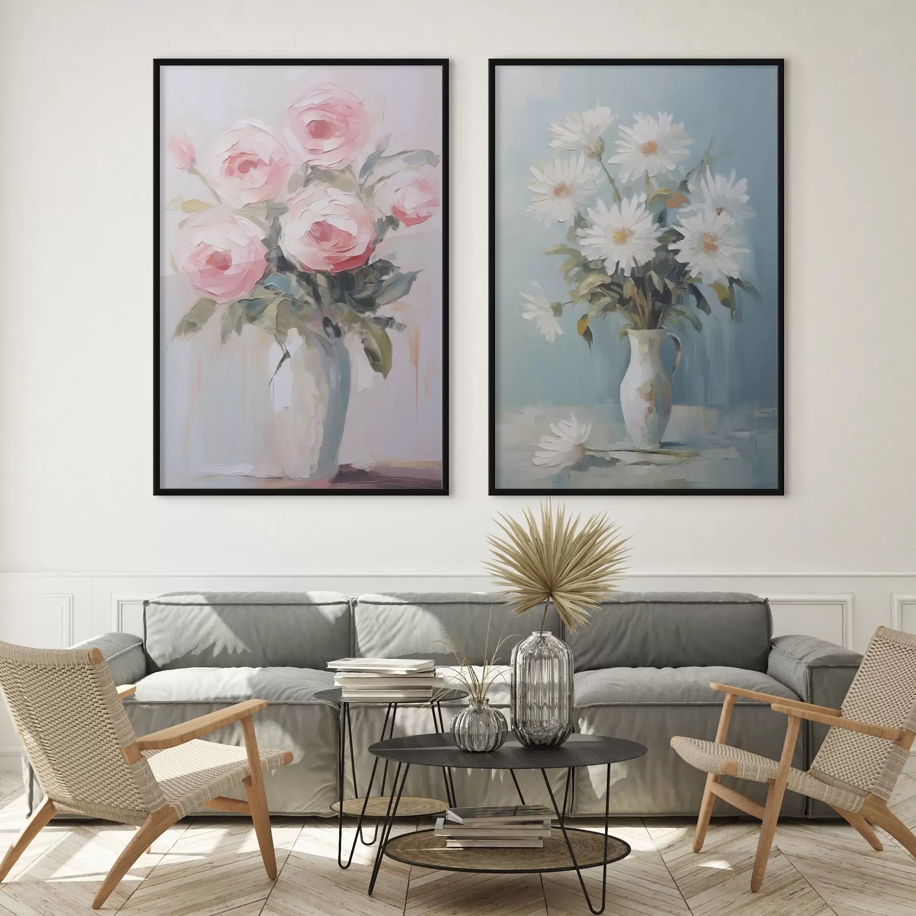 Papier peint photo Fleurs dans un vase, peinture imitation d01027