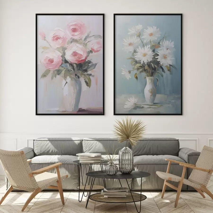 Papier peint photo Fleurs dans un vase, peinture imitation d01027