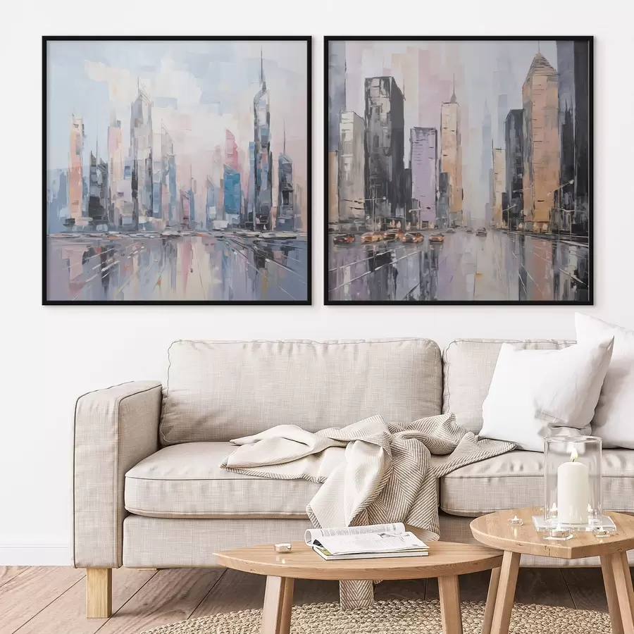 Papier peint photo Imitation abstraite d'une ville dans la peinture d01032