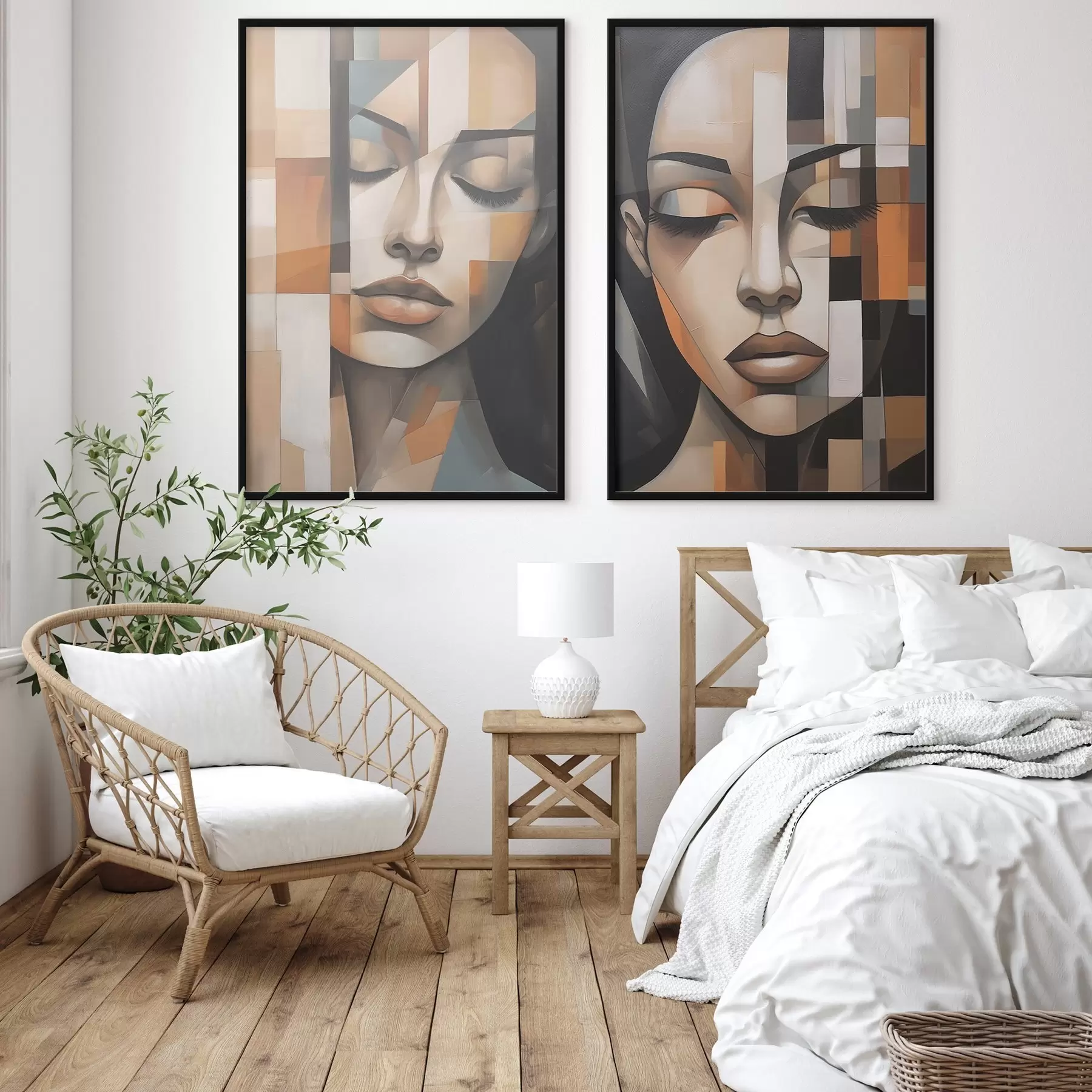 Papier peint photo Portrait cubiste d'une femme d01023