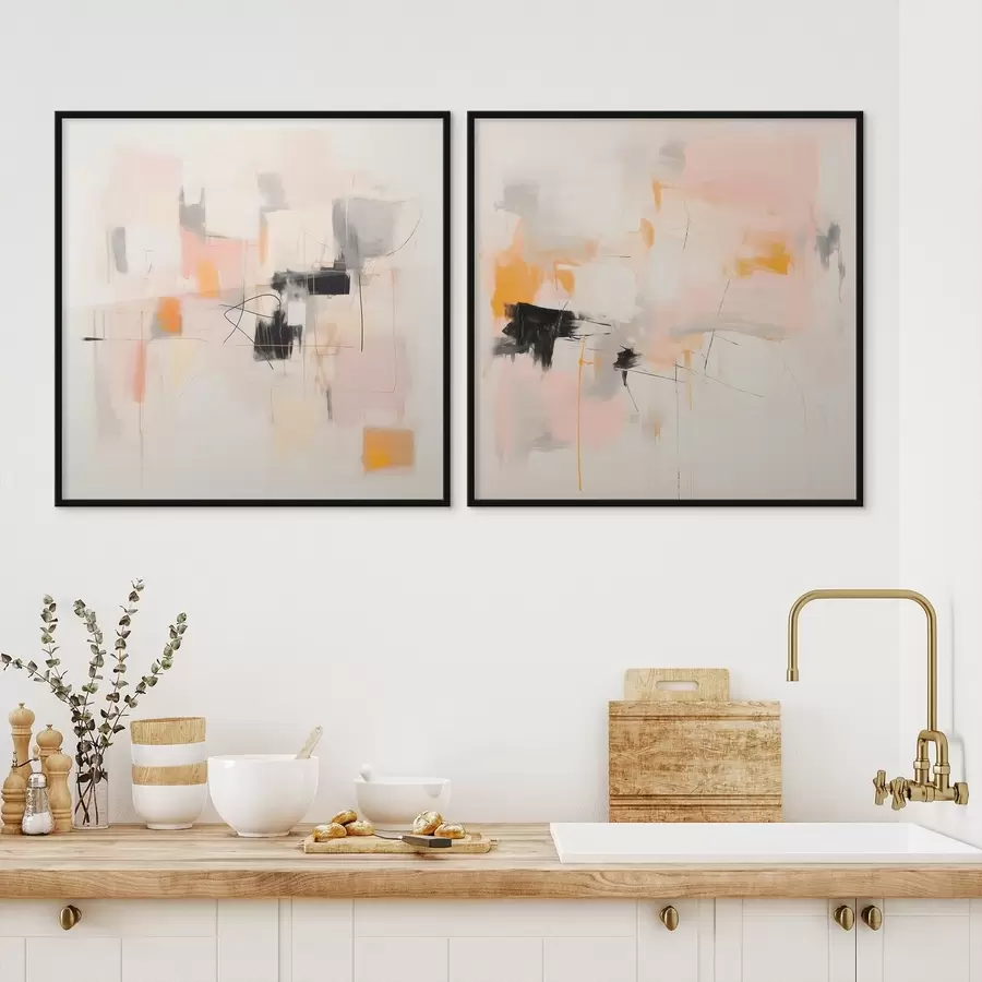 Papier peint photo Composition artistique avec des accents contrastés en deux parties d00980