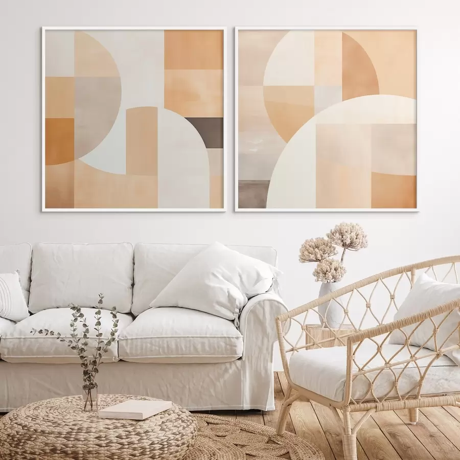 Papier peint photo Composition avec de grandes formes et des blocs de couleurs douces d00986