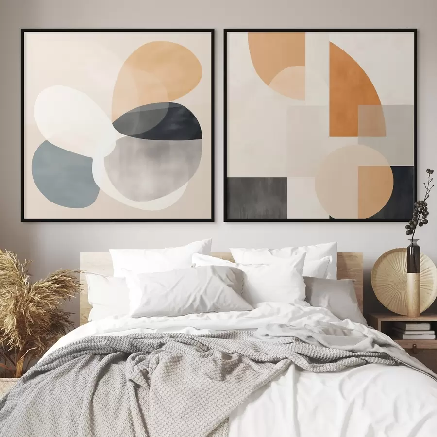 Papier peint photo Intersections arrondies de formes dans le minimalisme aquarellé d00993