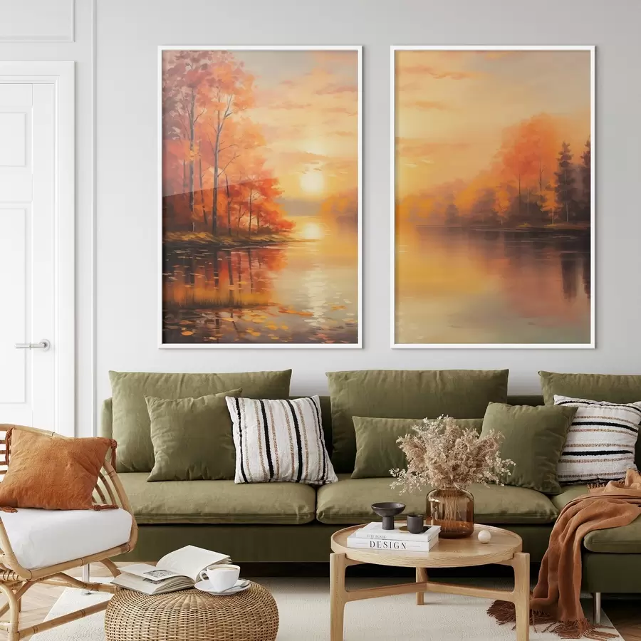 Papier peint photo Forêt automnale au coucher du soleil d01051