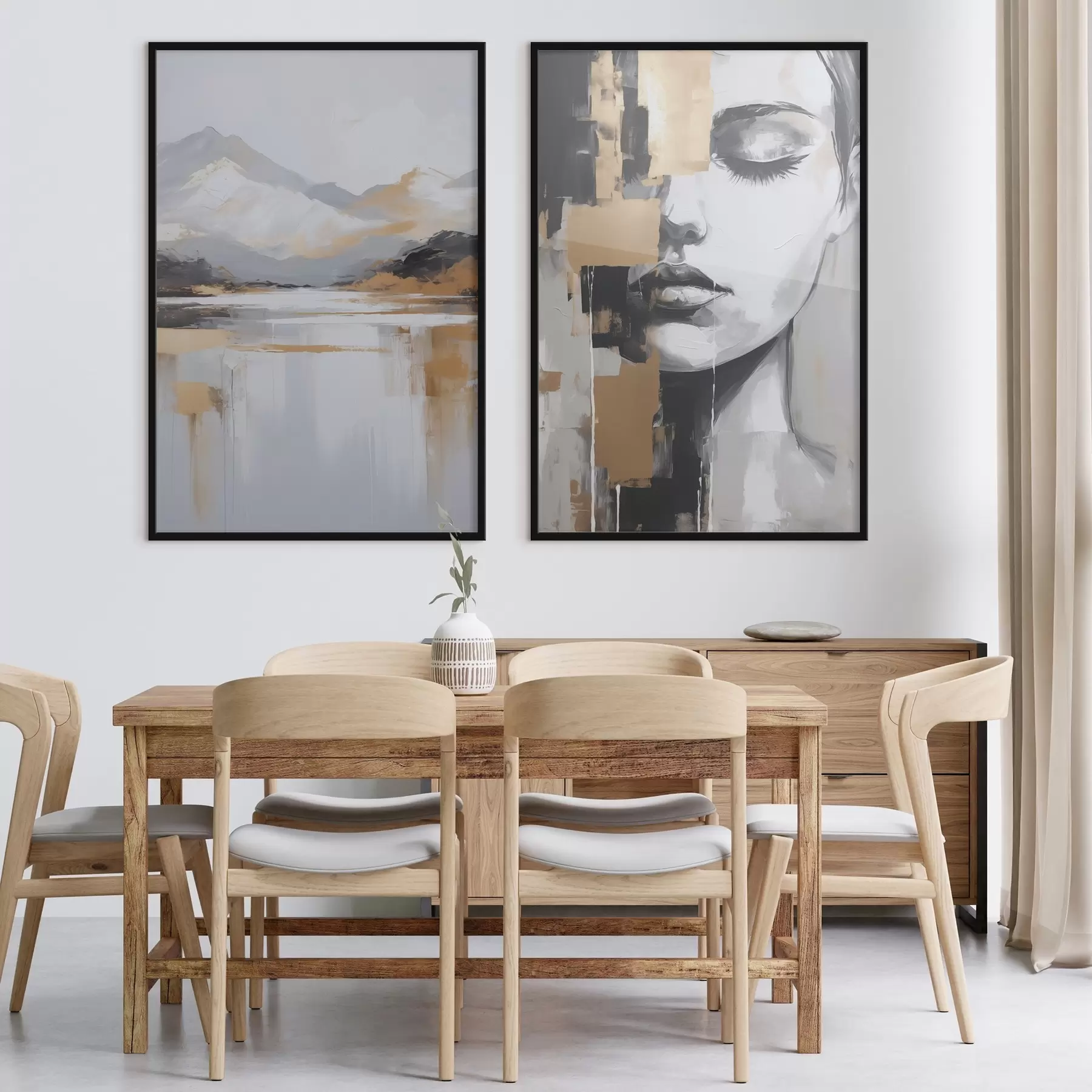 Papier peint photo Paysage montagneux abstrait et portrait d01058