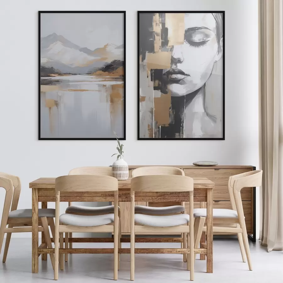 Papier peint photo Paysage montagneux abstrait et portrait d01058