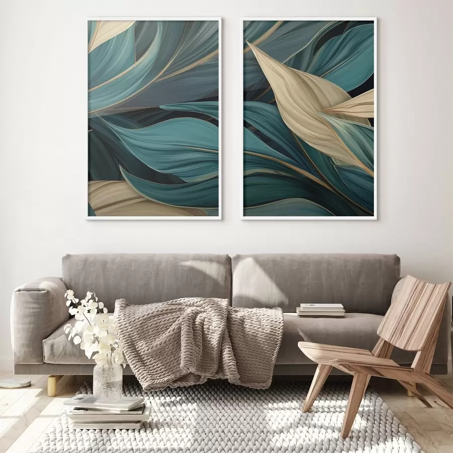 Papier peint photo Feuilles abstraites vertes d01063