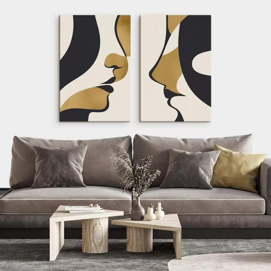  Peintures Silhouettes abstraites de visages m01166