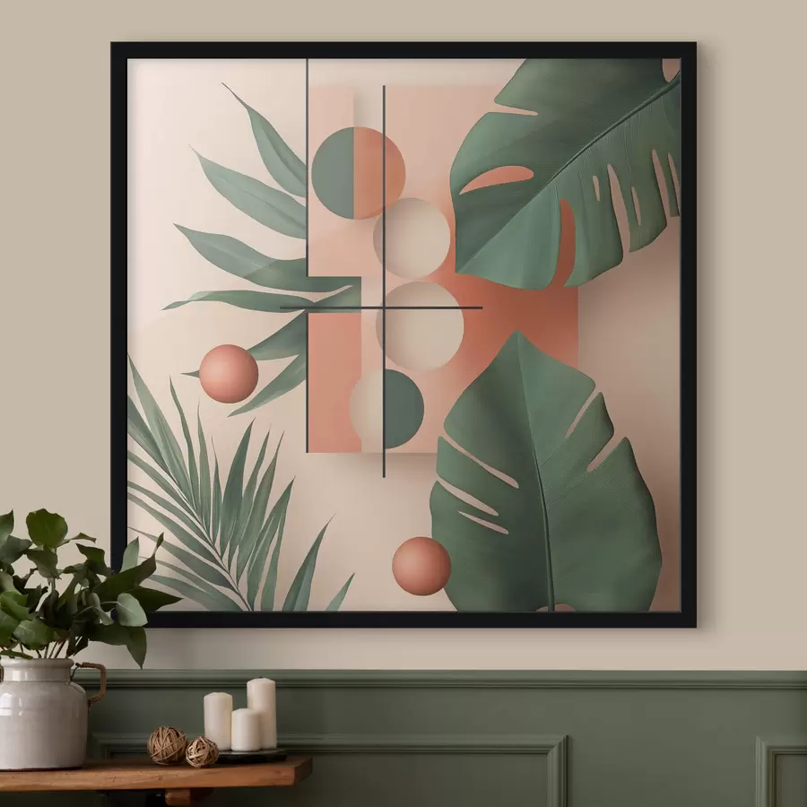 Papier peint photo Abstraction avec de grandes feuilles tropicales f47099