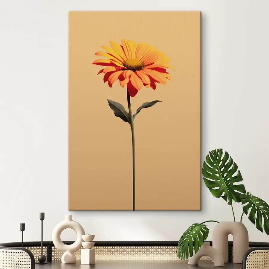  Peintures Fleur Gerbera sur fond uni avec une lumière douce dans un style minimaliste s46928