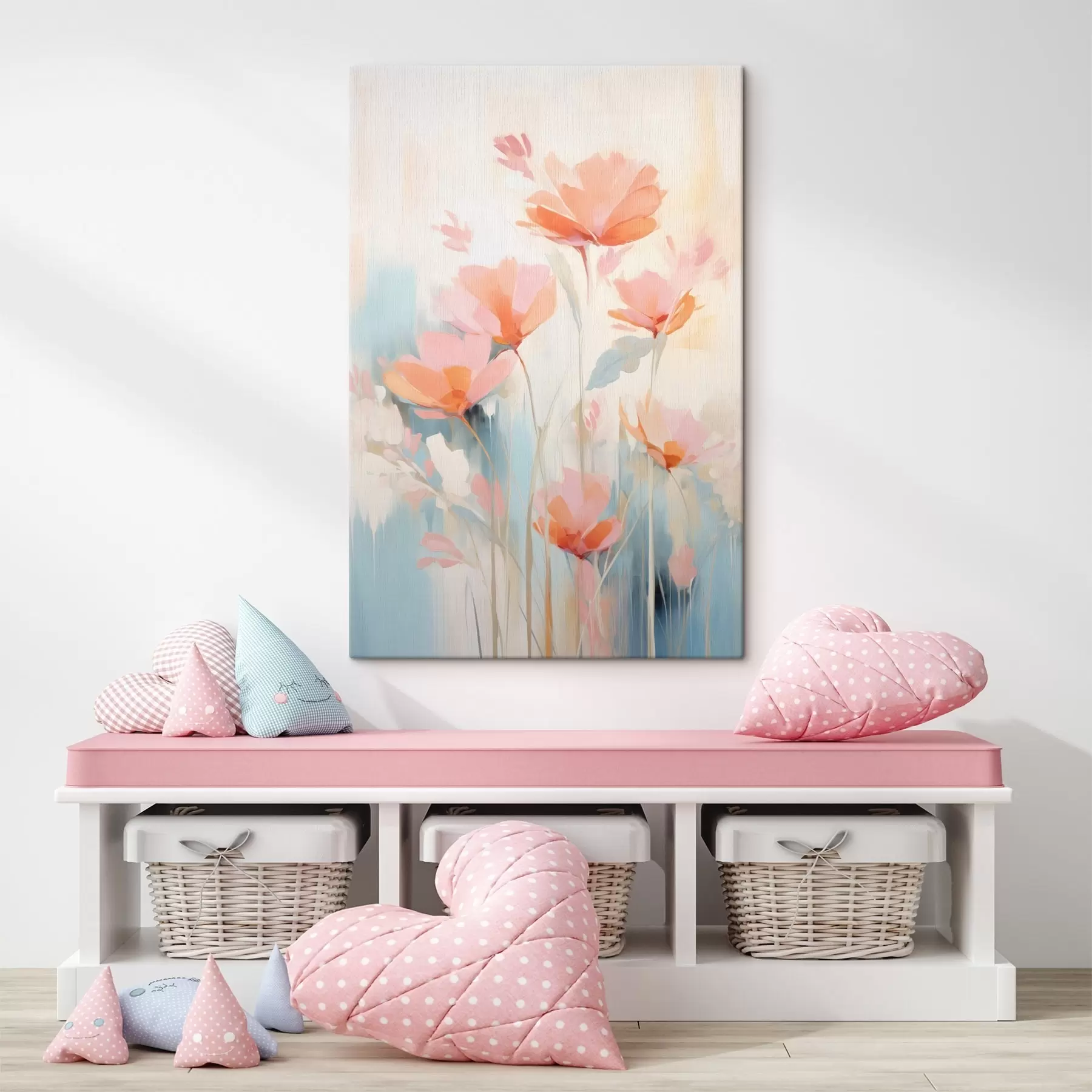  Peintures Composition florale pastel dans un style pictural contemporain s46930