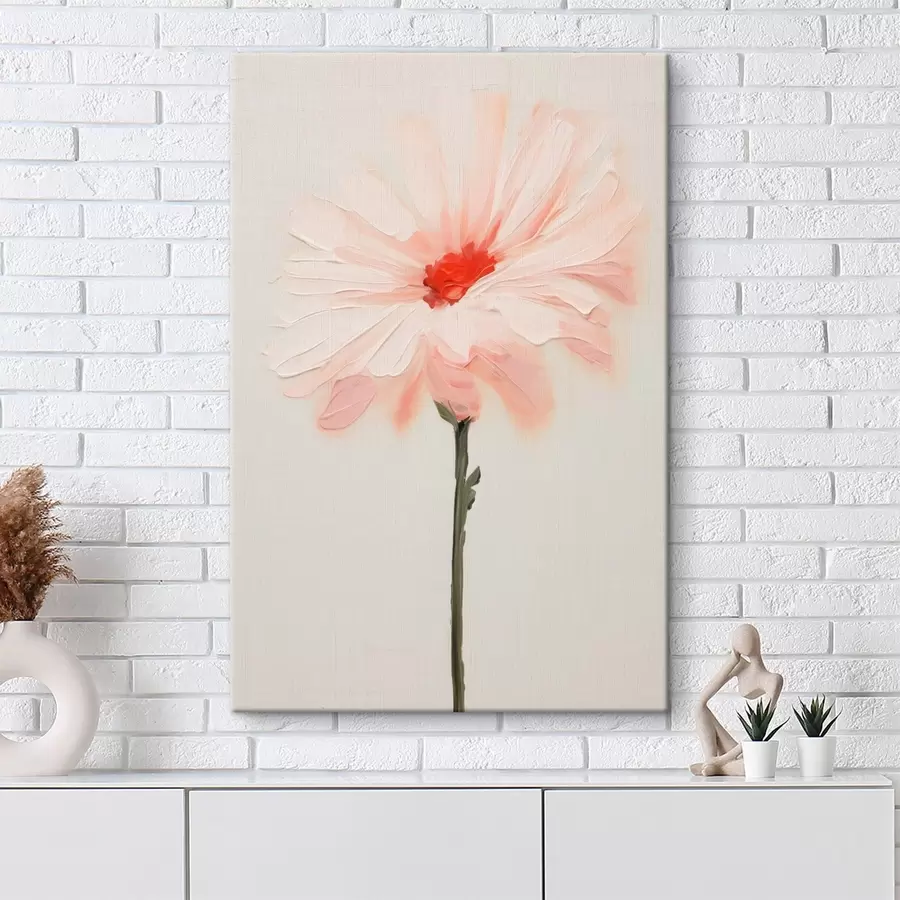  Peintures Fleur blanche et rose peinte à grands traits expressifs dans un style pictural à l'huile. s46933