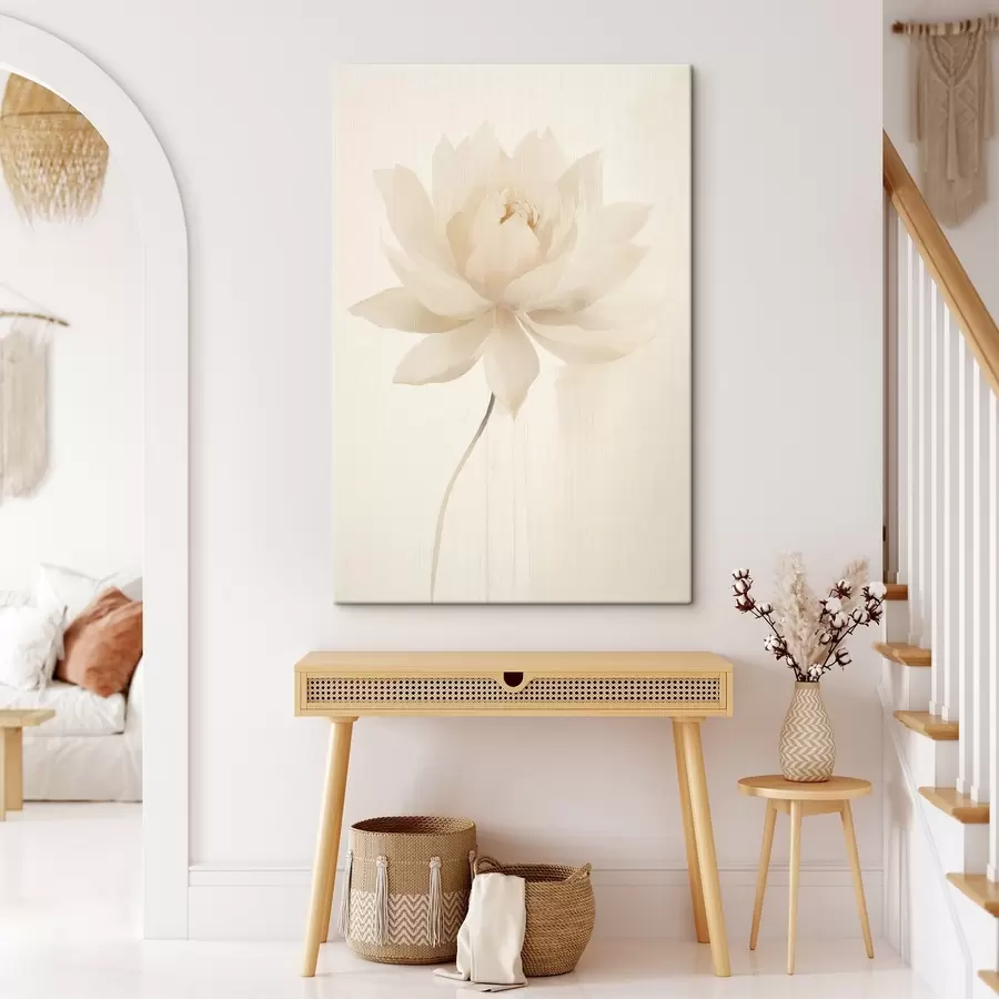  Peintures Délicat lotus blanc sur fond clair dans un style minimaliste s46936