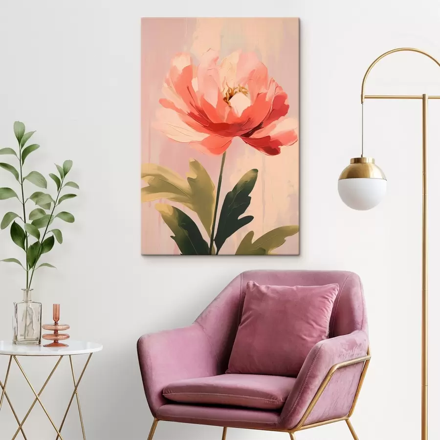  Peintures Pivoine corail sur fond pastel dans un style d'illustration artistique moderne s46949