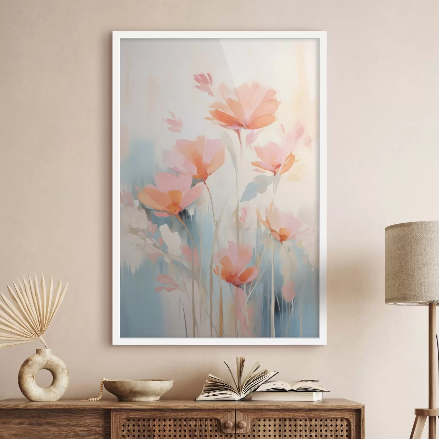 Papier peint photo Composition florale pastel dans un style pictural contemporain f46930
