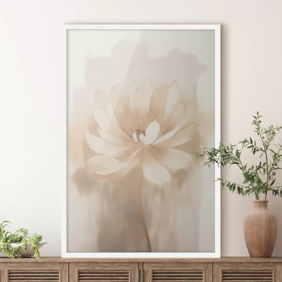 Papier peint photo Lotus avec des ombres délicates et un arrière-plan flou dans un style d'affiche artistique f46937