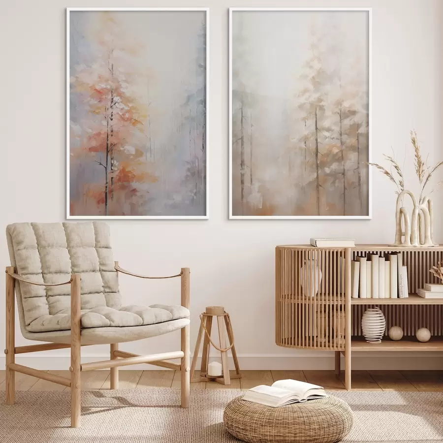 Papier peint photo Peinture imitant une forêt en automne d00833