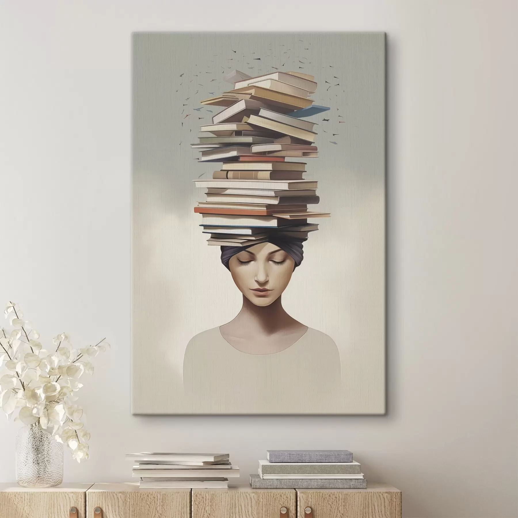  Peintures Portrait d'une jeune fille avec des livres s47333