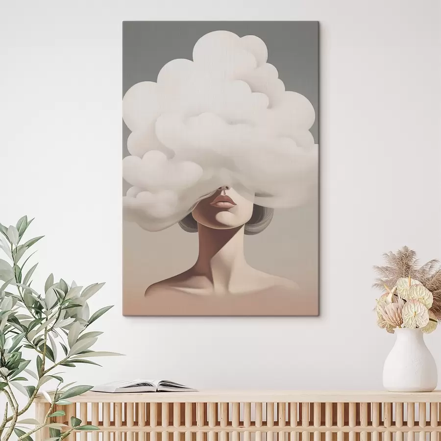  Peintures Le visage de la jeune fille est recouvert d'un nuage. s47337