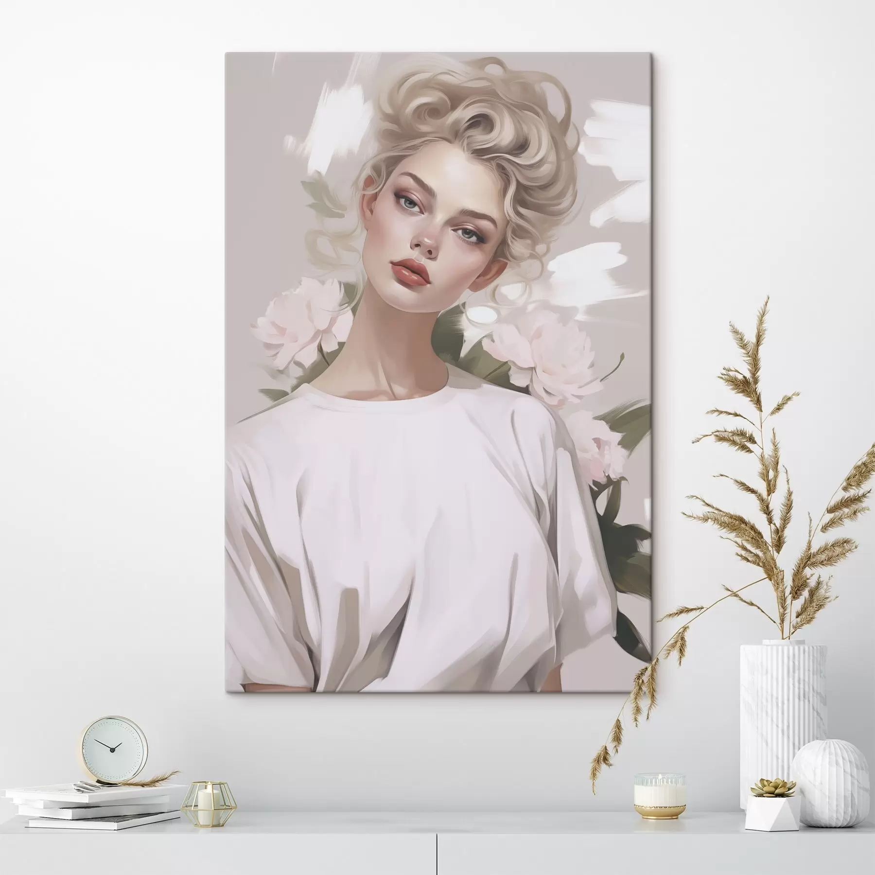  Schilderijen Portret van een meisje in een T-shirt s47340